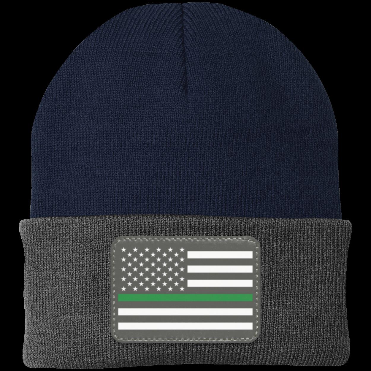 Green Line Military American Flag USA Patriot Knit Cap Beanie
