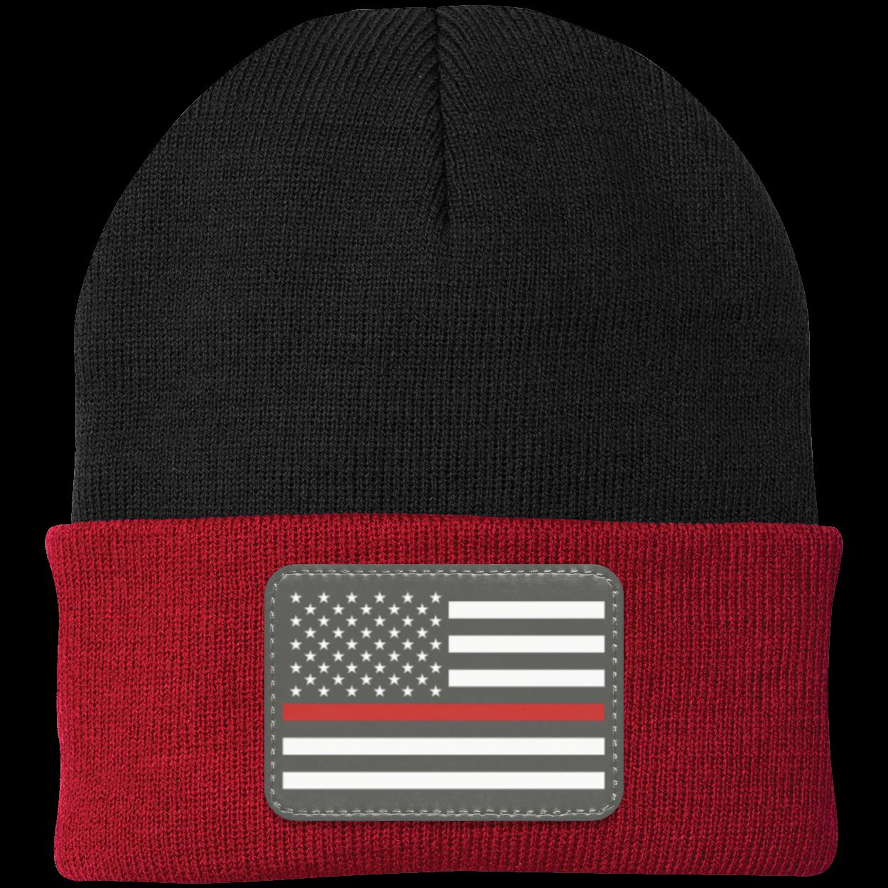 Red Line Firefighter First Responder American Flag Patriot Knit Cap Beanie