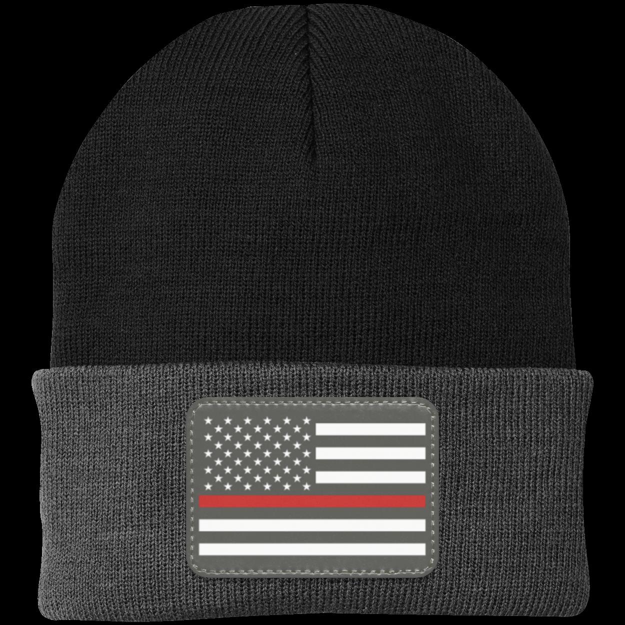Red Line Firefighter First Responder American Flag Patriot Knit Cap Beanie