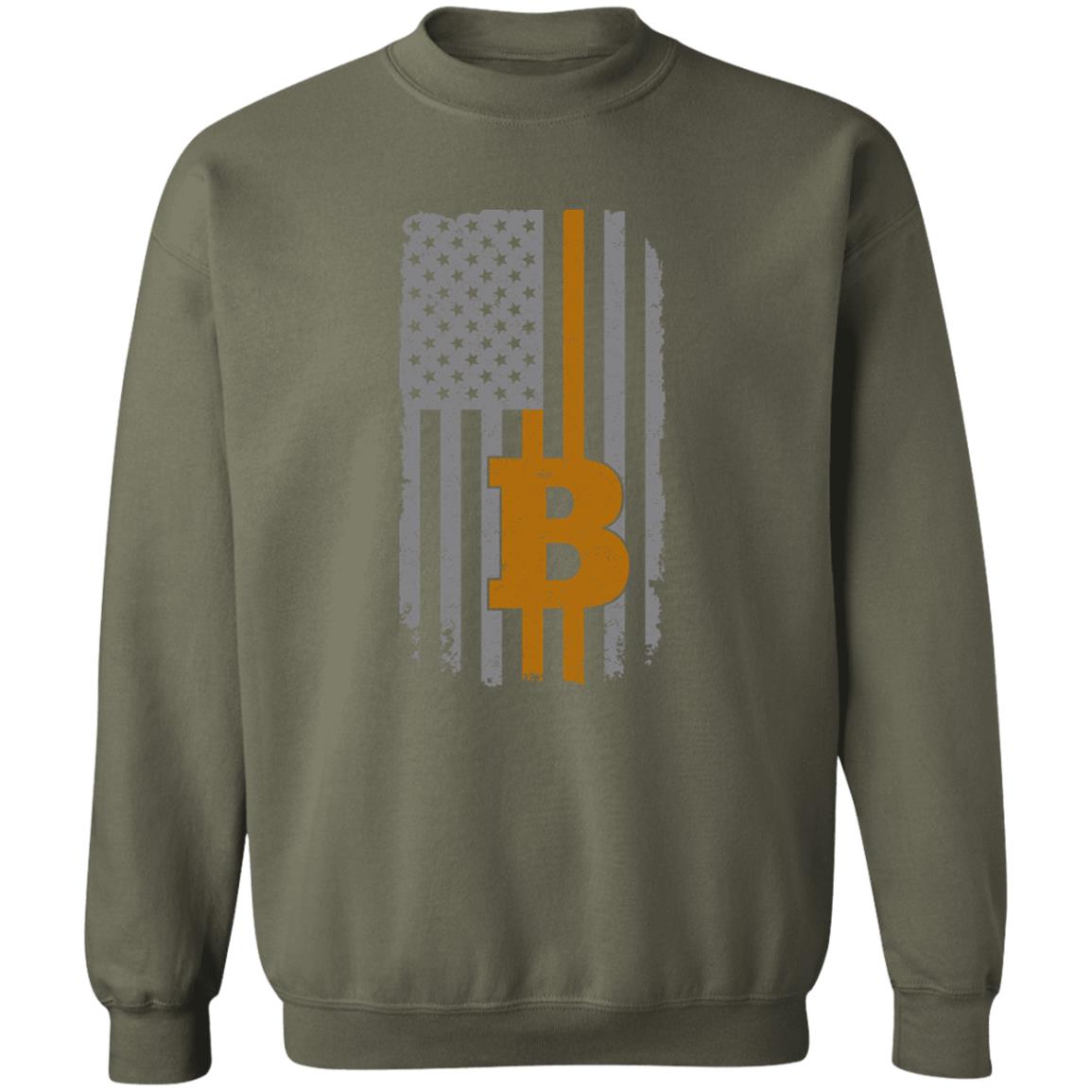BTC Bitcoin American Flag Crewneck Sweatshirt
