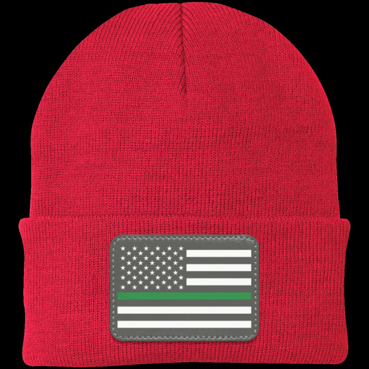 Green Line Military American Flag USA Patriot Knit Cap Beanie