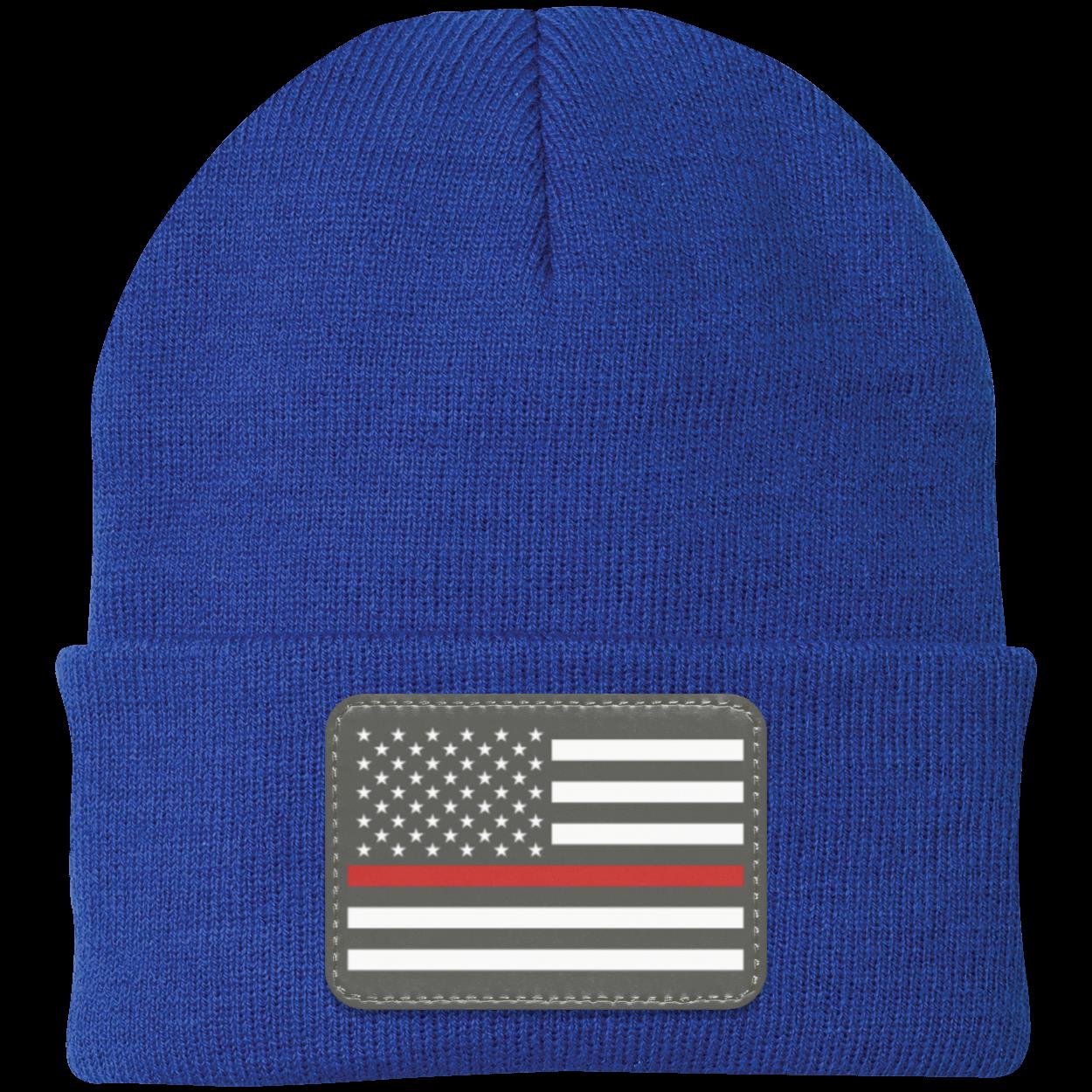 Red Line Firefighter First Responder American Flag Patriot Knit Cap Beanie