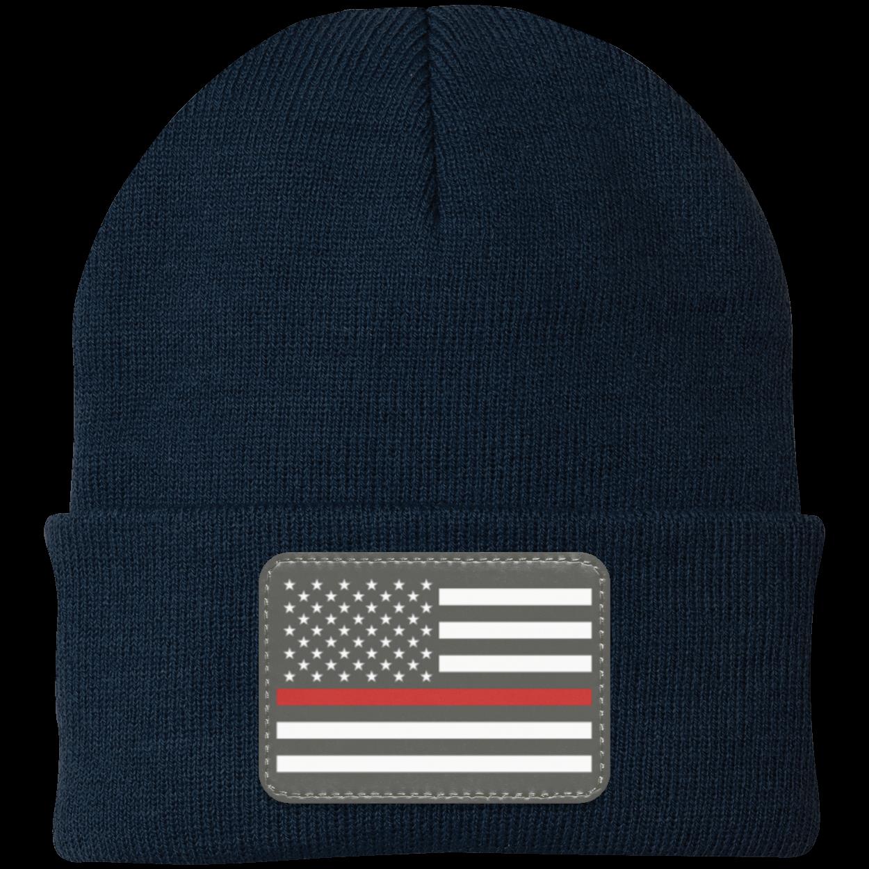 Red Line Firefighter First Responder American Flag Patriot Knit Cap Beanie