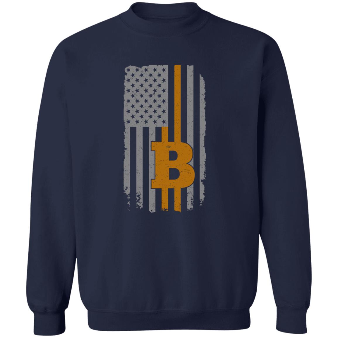 BTC Bitcoin American Flag Crewneck Sweatshirt