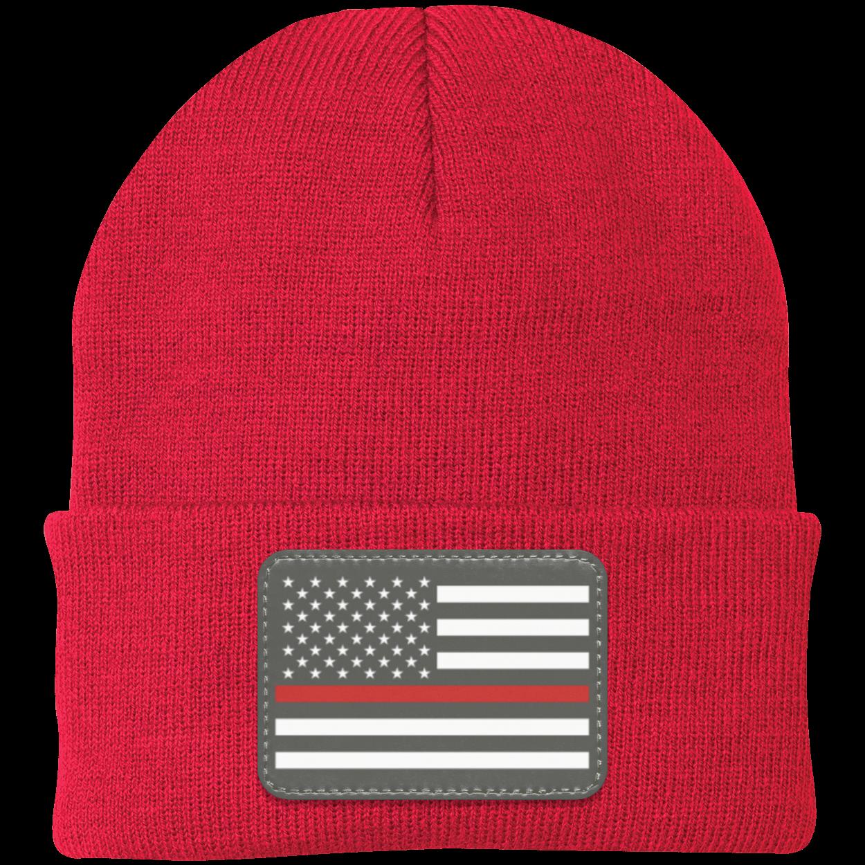 Red Line Firefighter First Responder American Flag Patriot Knit Cap Beanie