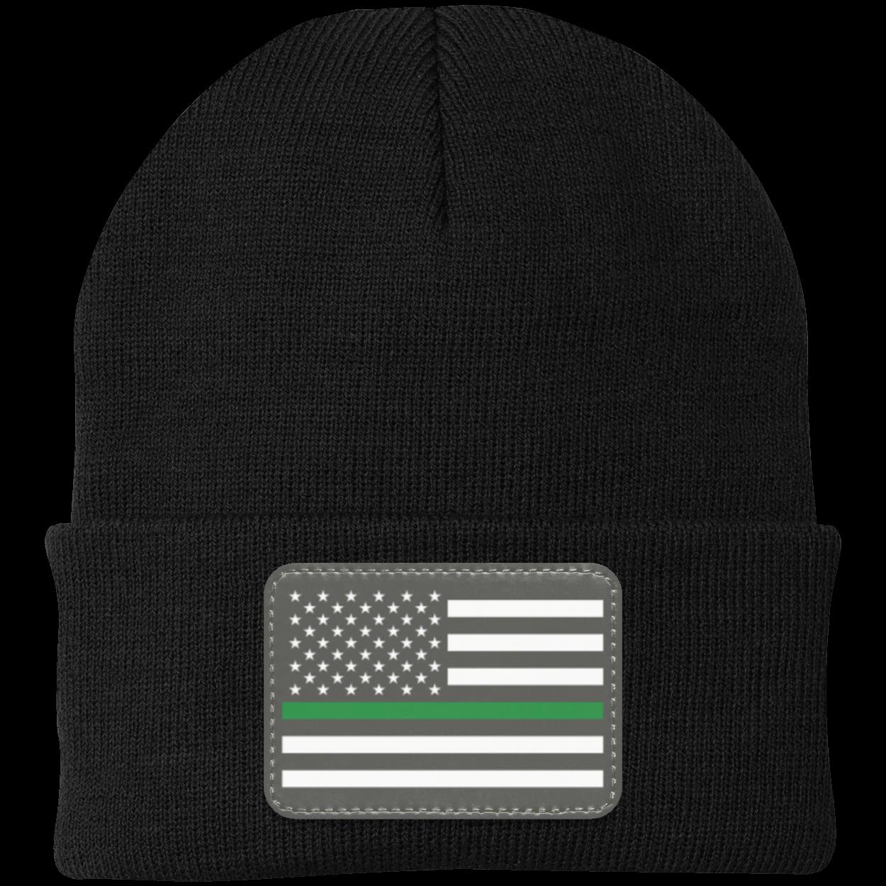 Green Line Military American Flag USA Patriot Knit Cap Beanie