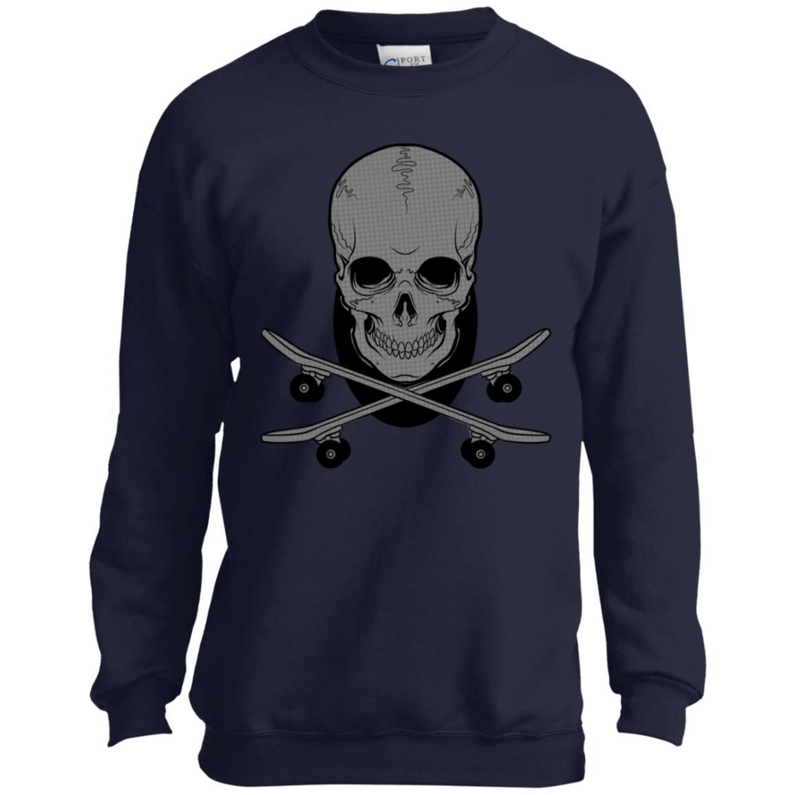Skateboarding Skull Skateboard Youth Crewneck Sweatshirt