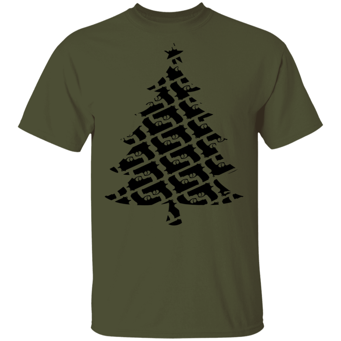 Handgun Pistol Firearm Christmas Tree T-Shirt