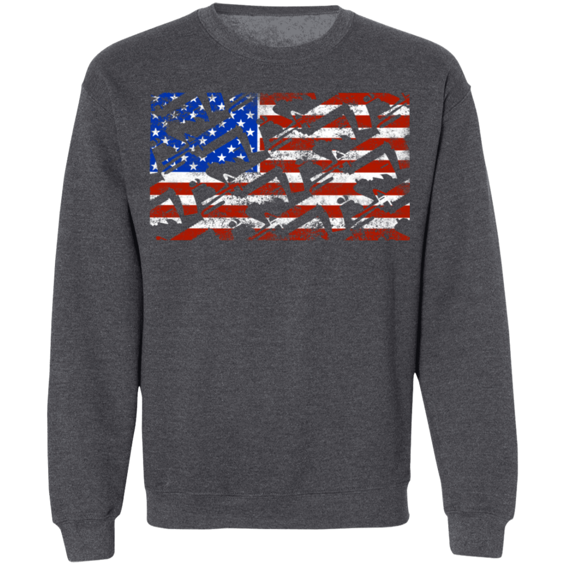 Rifle Firearm American Flag Crewneck Sweatshirt