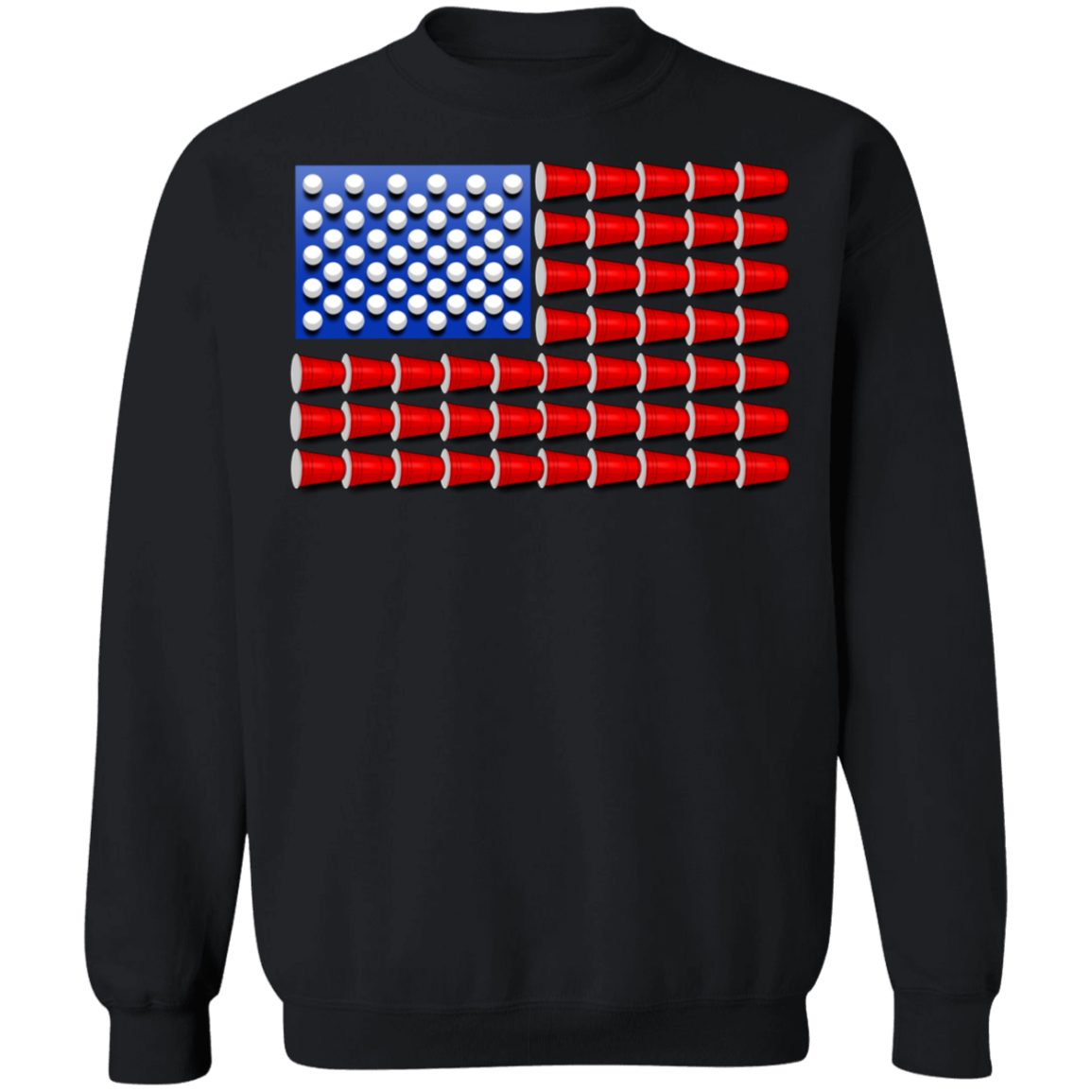 Beer Pong Red Cup American Flag Crewneck Sweatshirt