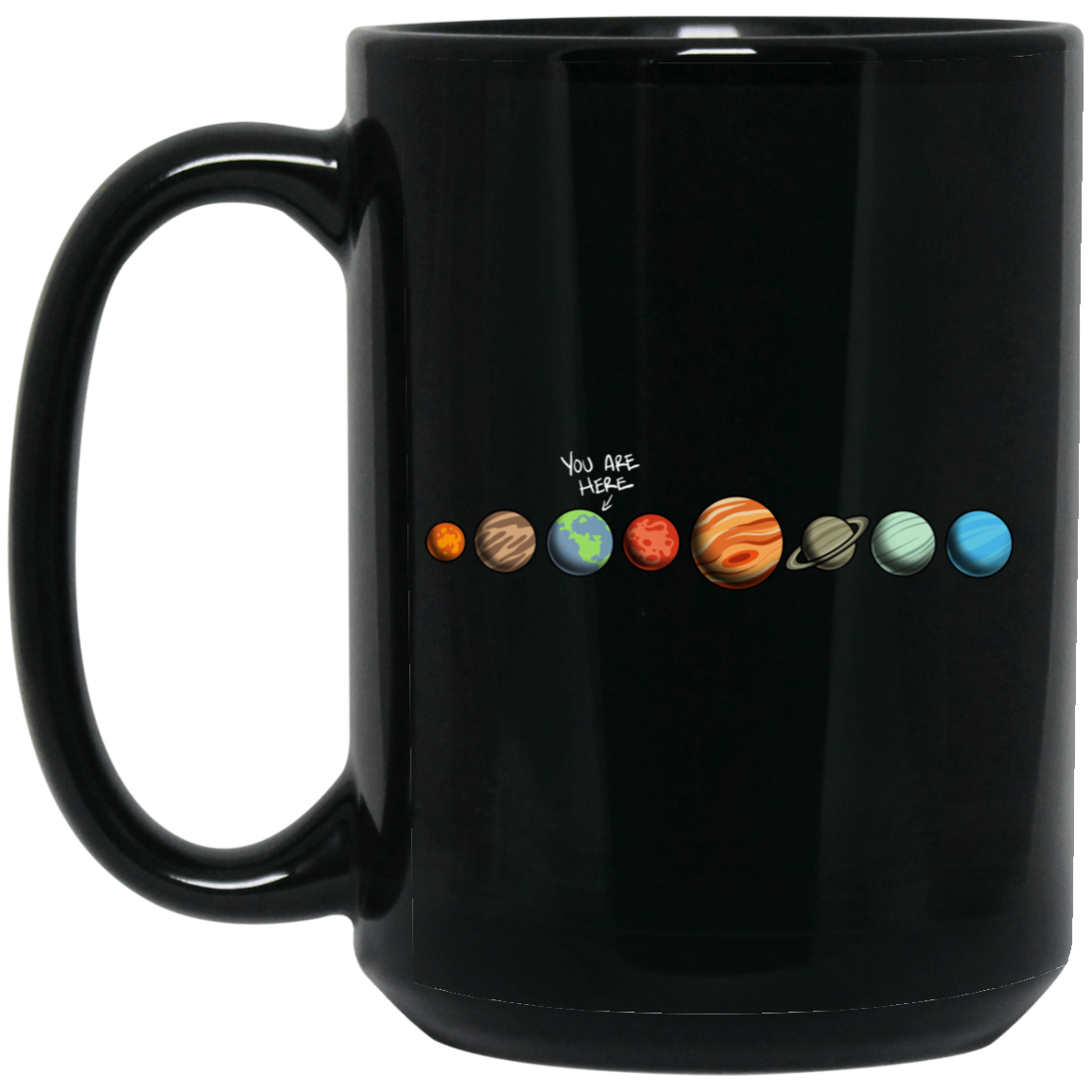 Solar System You Are Here Earth 15 oz. Black Coffee Mug