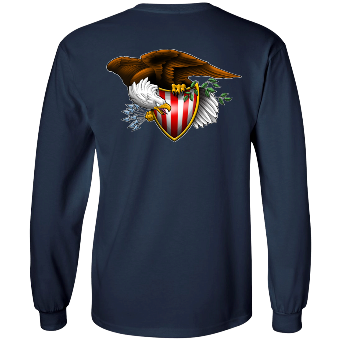 Patriot American Bald Eagle Double Sided Long Sleeve T-Shirt