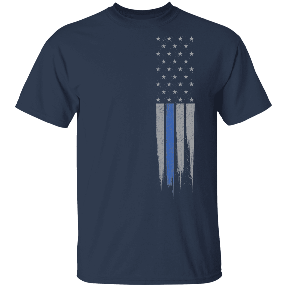 Police Officer Thin Blue Line American Flag T-Shirt