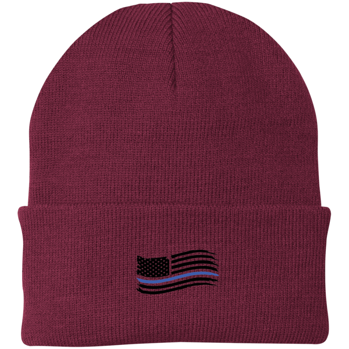 Thin Blue Line American Flag Pro Police Beanie Cap