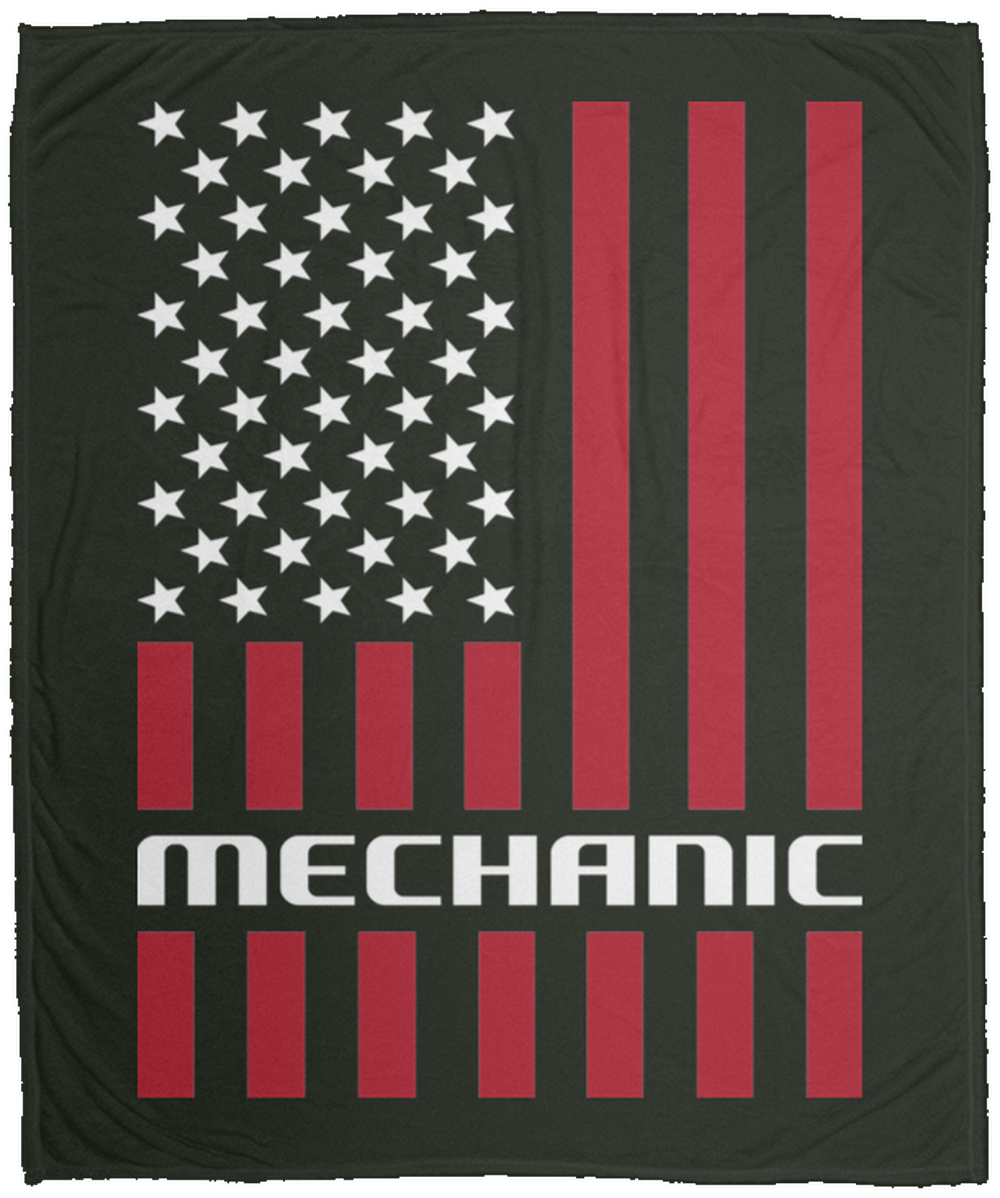 Mechanic American Flag Fleece Blanket - 50x60