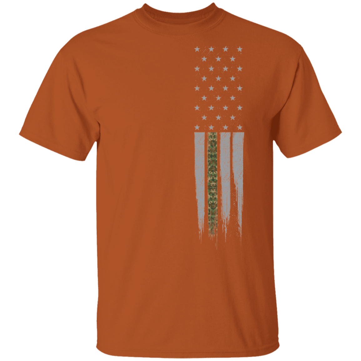 Military Camo Thin Line American Flag T-Shirt