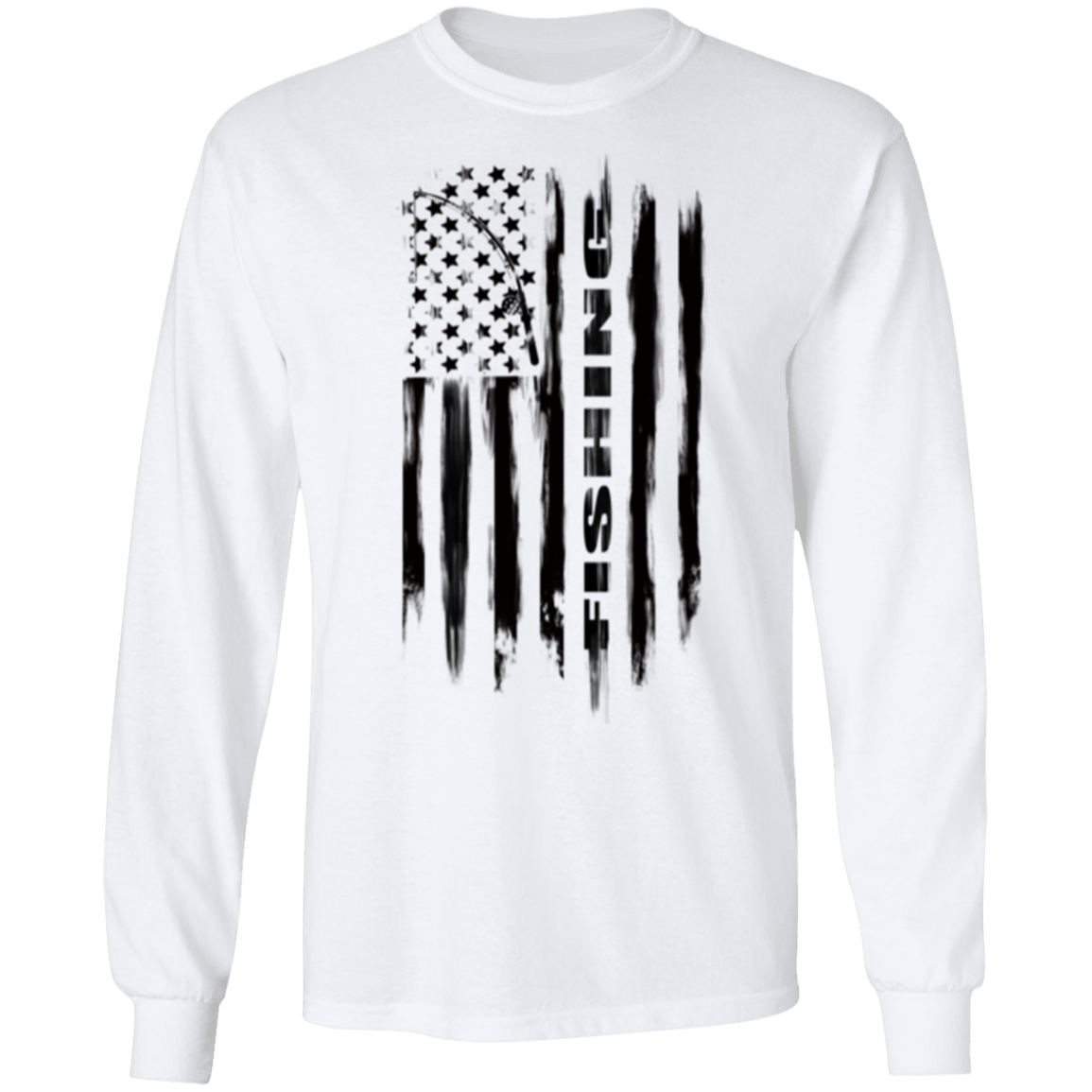 Fishing Saltwater Fresh Water Fish American Flag Long Sleeve T-Shirt
