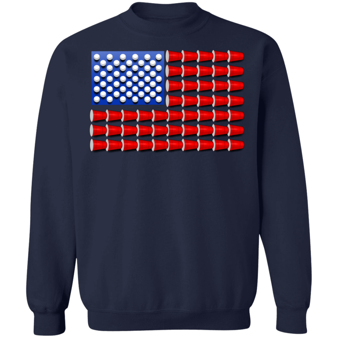 Beer Pong Red Cup American Flag Crewneck Sweatshirt