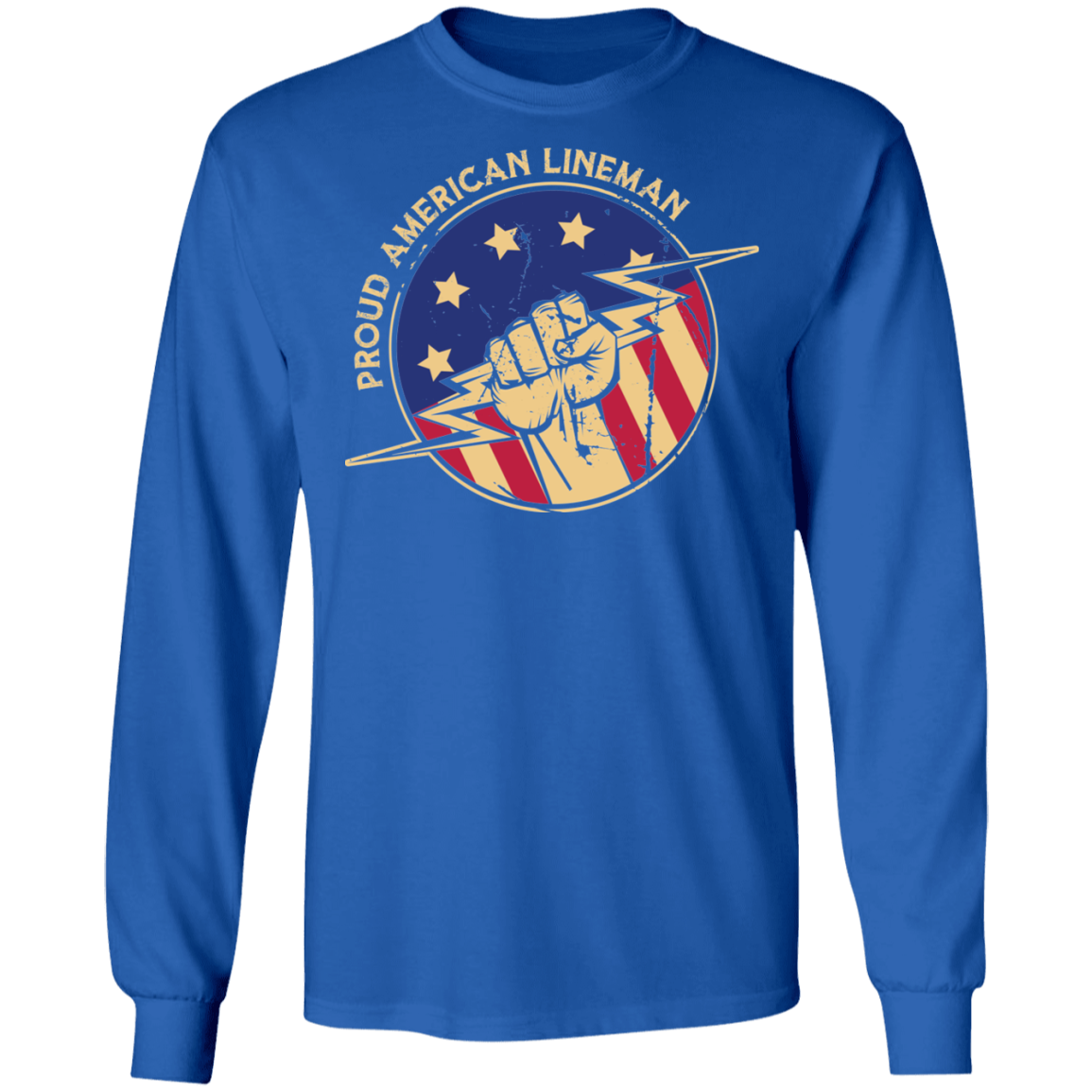Proud American Lineman Flag Long Sleeve T-Shirt