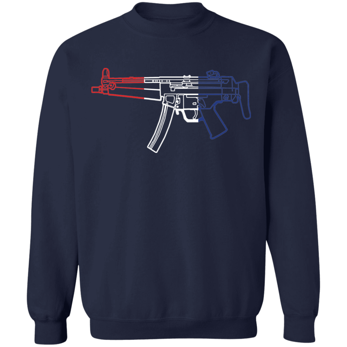 MP5 Firearm Rifle Red White Blue Crewneck Sweatshirt