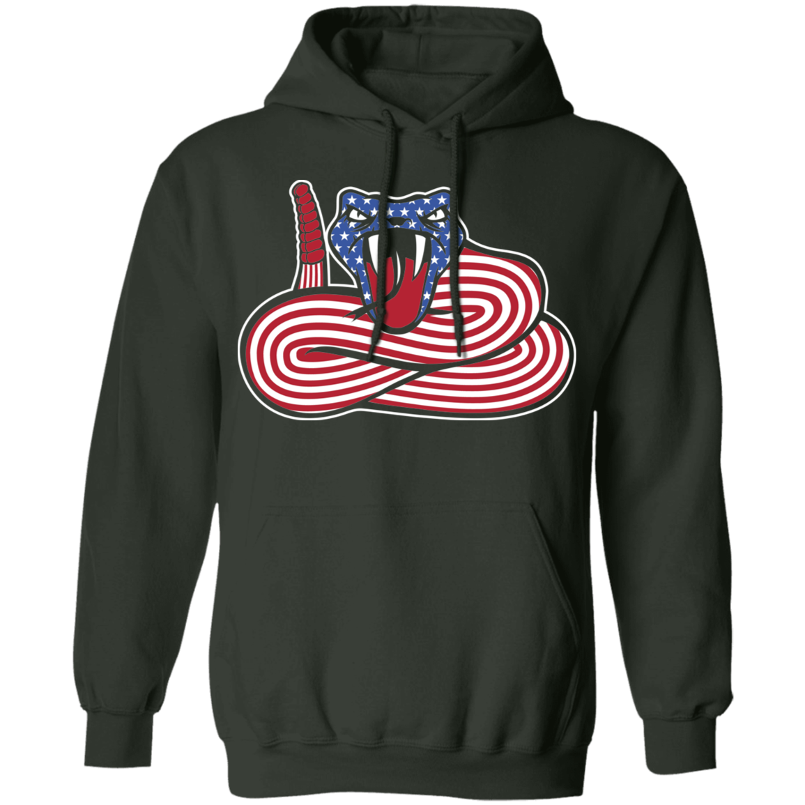 Rattlesnake American Flag USA Pullover Hoodie