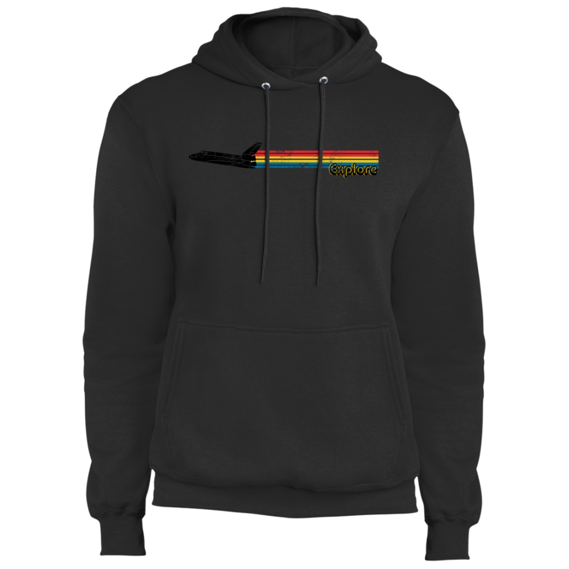 Men's Space Rocket Ship Explorer Fleece Pullover Hoodie