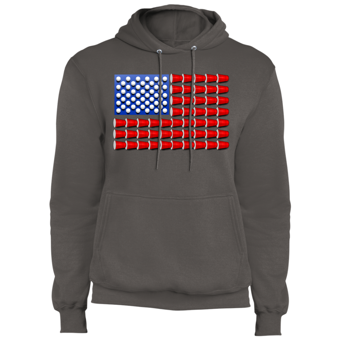 Beer Pong Red Cup American Flag Pullover Hoodie