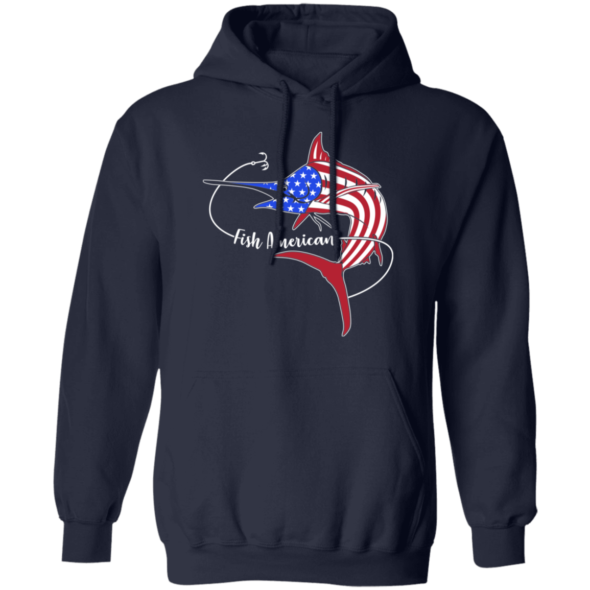 Marlin Fish Saltwater American Flag USA Pullover Hoodie