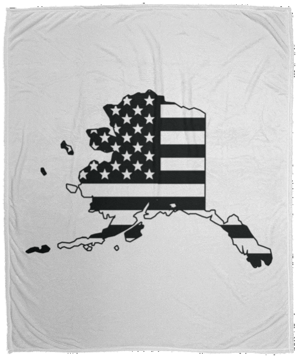 Alaska AK American Flag State Fleece Blanket - 50x60