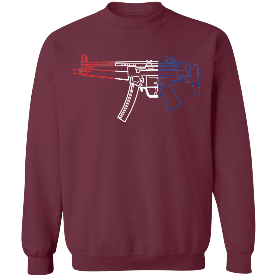 MP5 Firearm Rifle Red White Blue Crewneck Sweatshirt