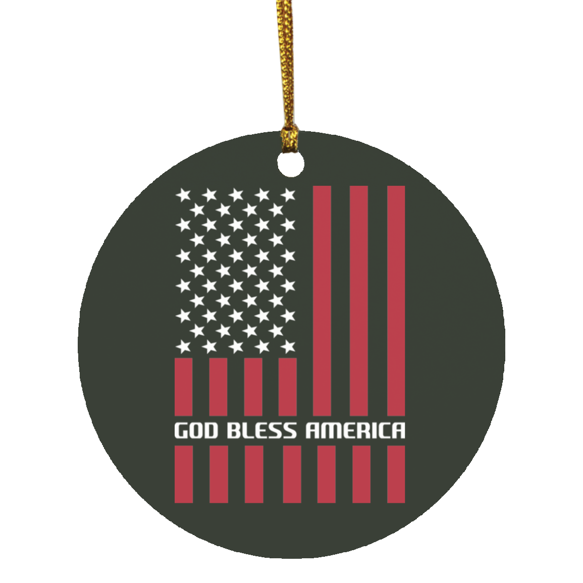 God Bless America Flag USA Circle Ornament