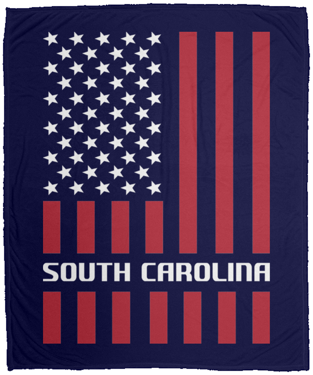 South Carolina American Flag Fleece Blanket - 50x60