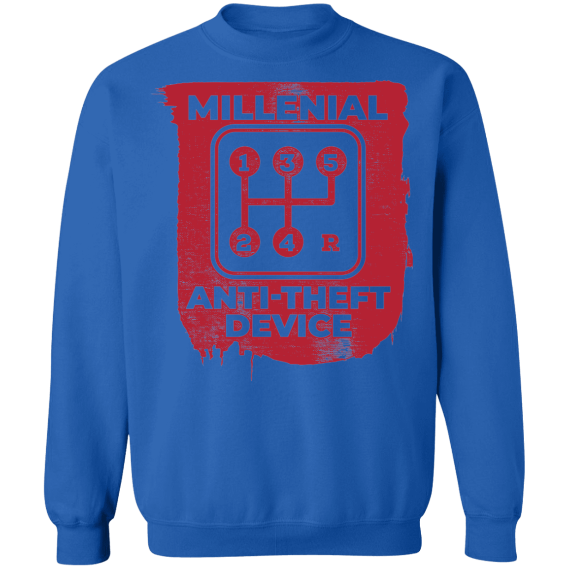 Millennial Anti-Theft Device Manual Stick Shift 5-Speed Crewneck Sweatshirt