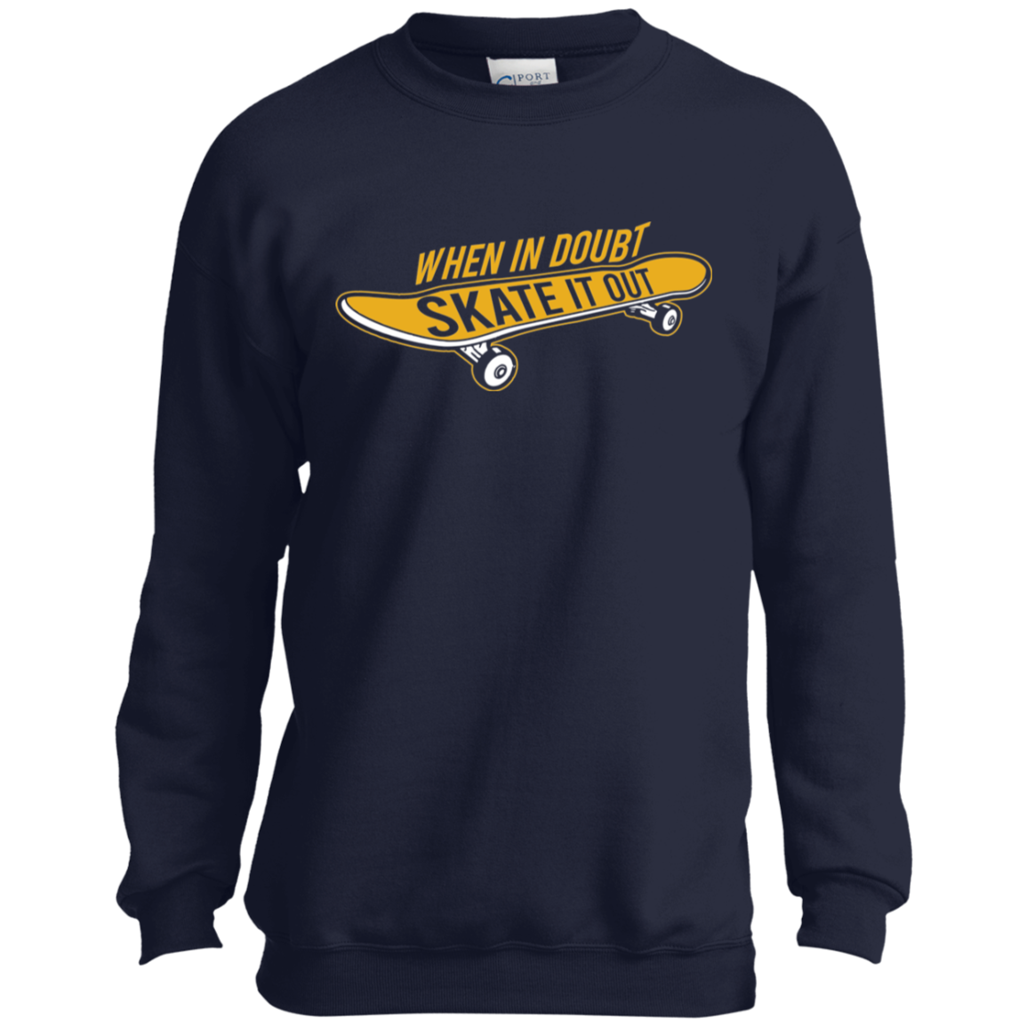 When In Doubt Skate it Out Skateboarding Youth Crewneck Sweatshirt