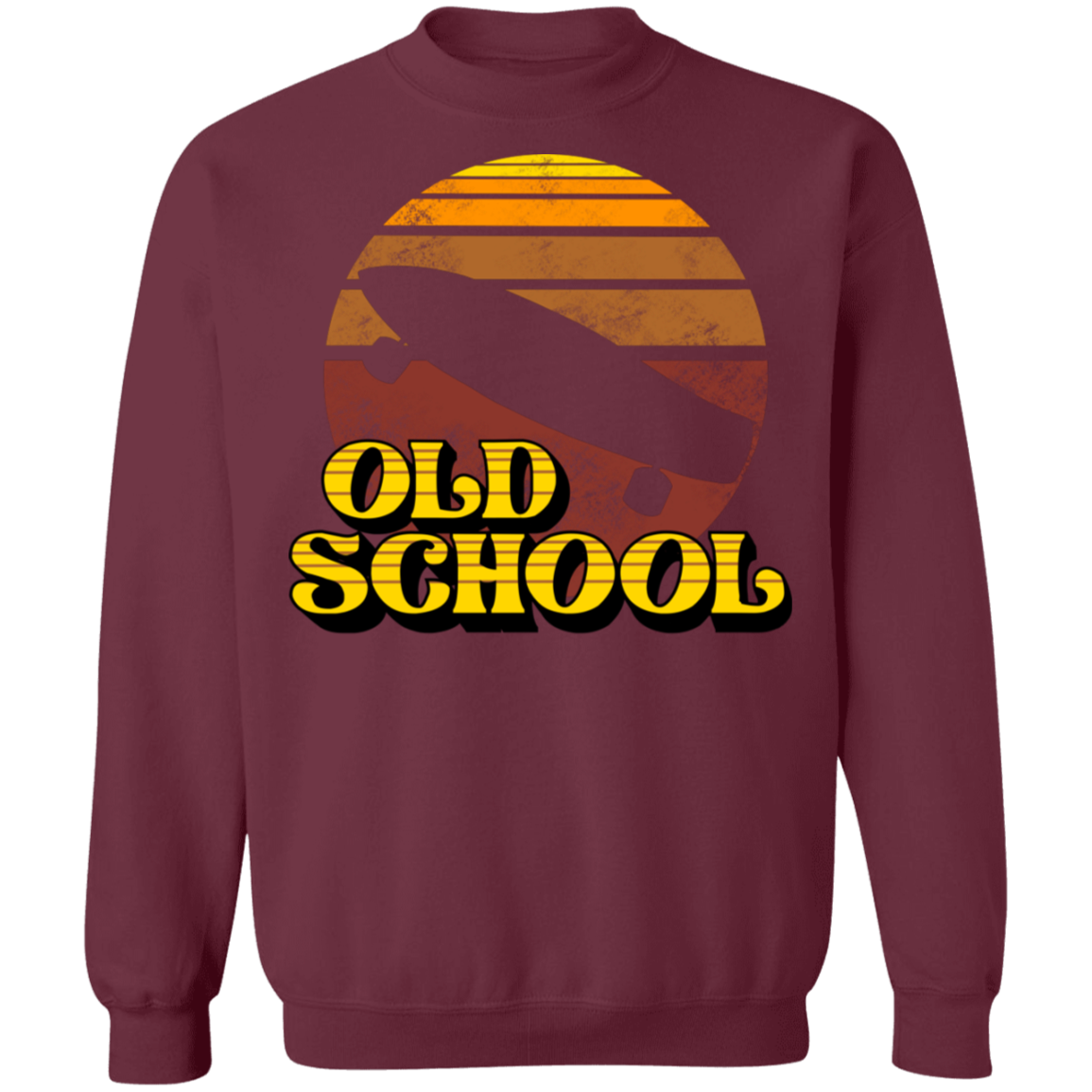Old School Skateboard Short Board Long Board Crewneck Sweatshirt