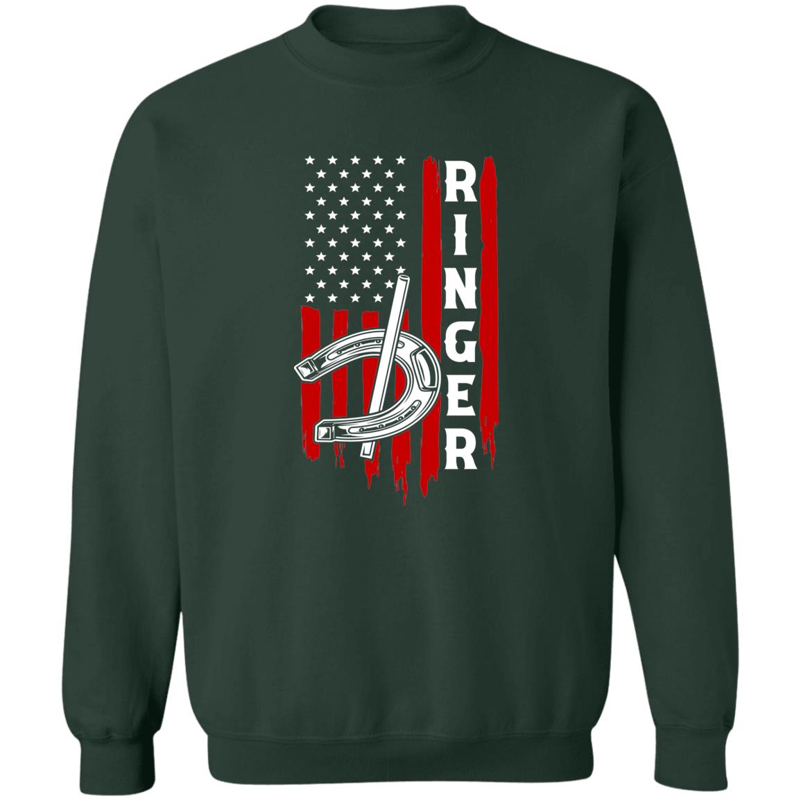 Ringer Horseshoe American Flag Crewneck Sweatshirt