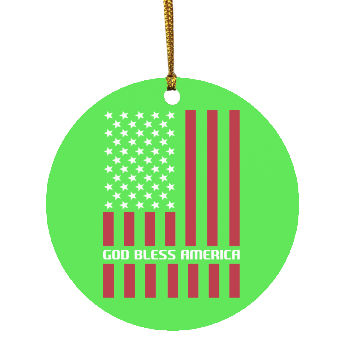 God Bless America Flag USA Circle Ornament