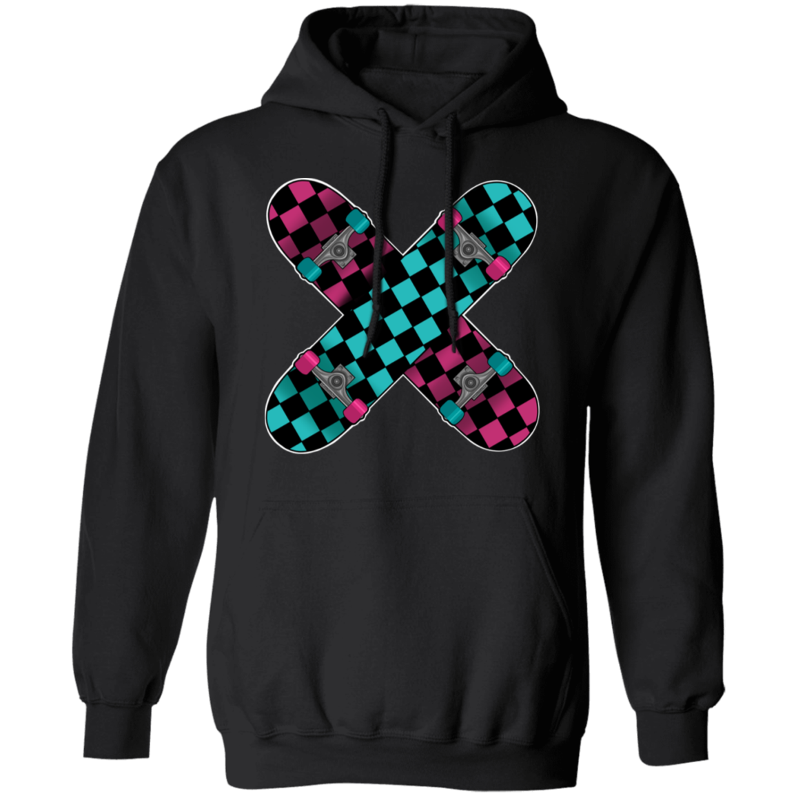 Retro 80's Checkered Skateboards Skateboarding Pullover Hoodie