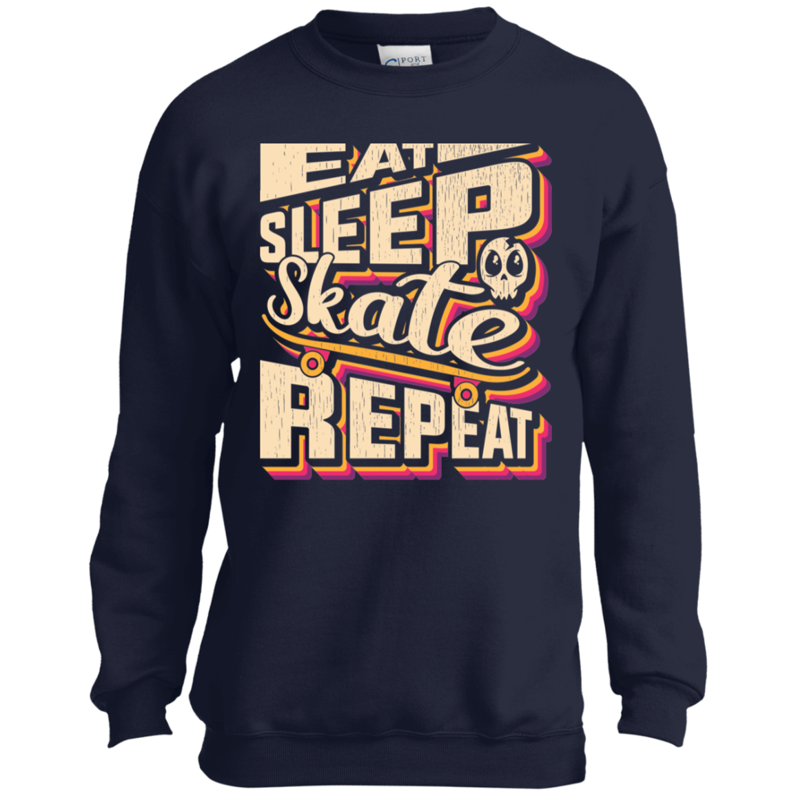 Eat Sleep Skate Repeat Skateboarding Youth Crewneck Sweatshirt
