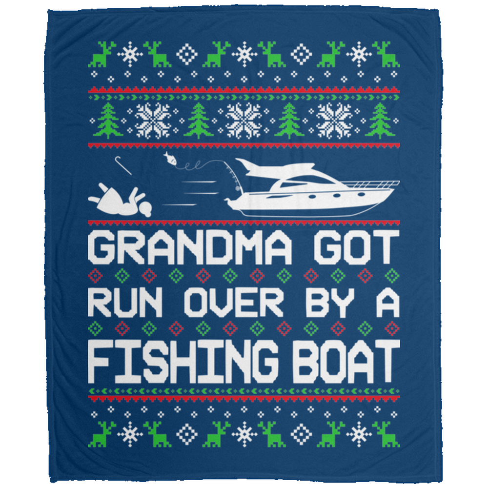 Wheel Spin Addict Christmas Fishing Boat Fleece Blanket - 50x60