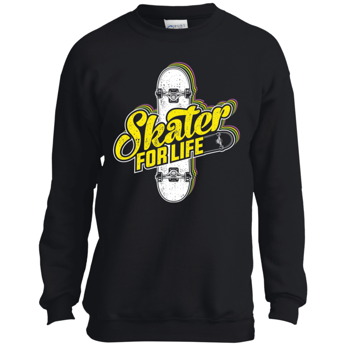 Skater For Life Skateboarding Youth Crewneck Sweatshirt