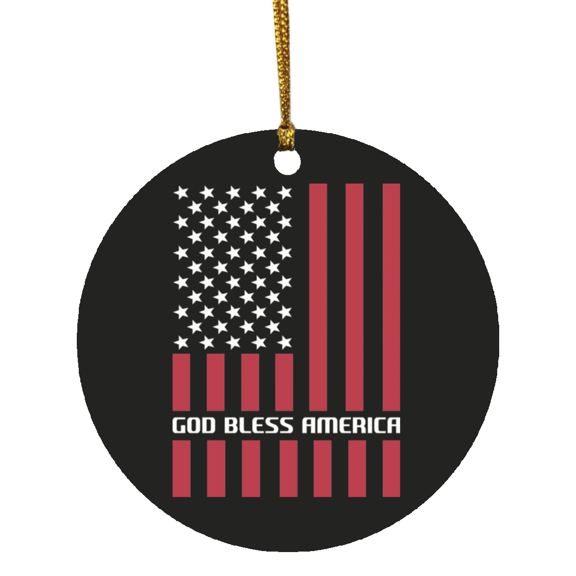 God Bless America Flag USA Circle Ornament