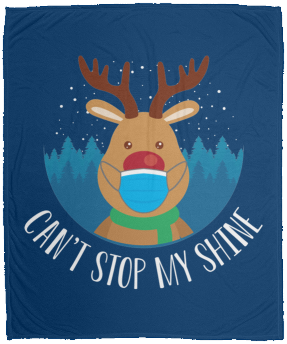 Can't Stop My Shine Santa Reindeer Christmas Fleece Blanket - 50x60