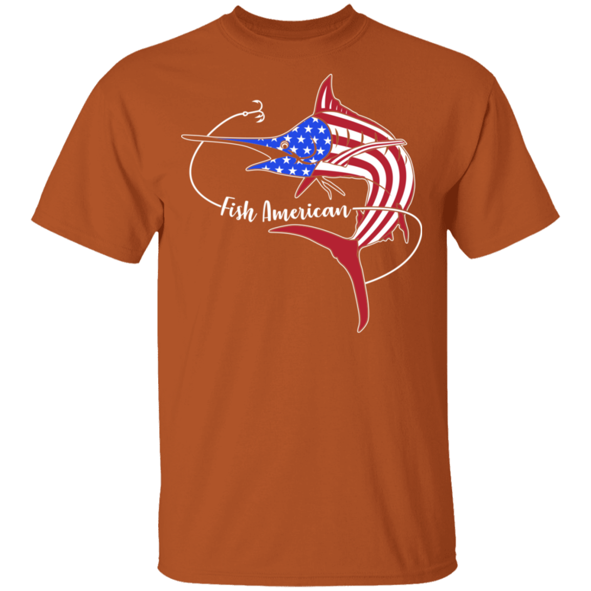 Marlin Fish Saltwater American Flag USA T-Shirt