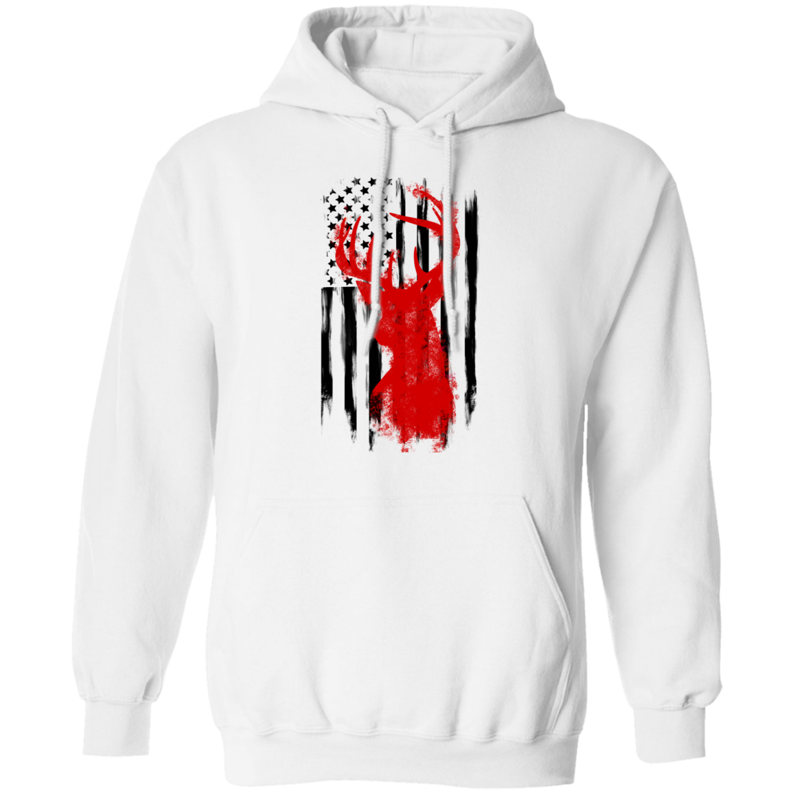 American Flag Hunting Deer Pullover Hoodie