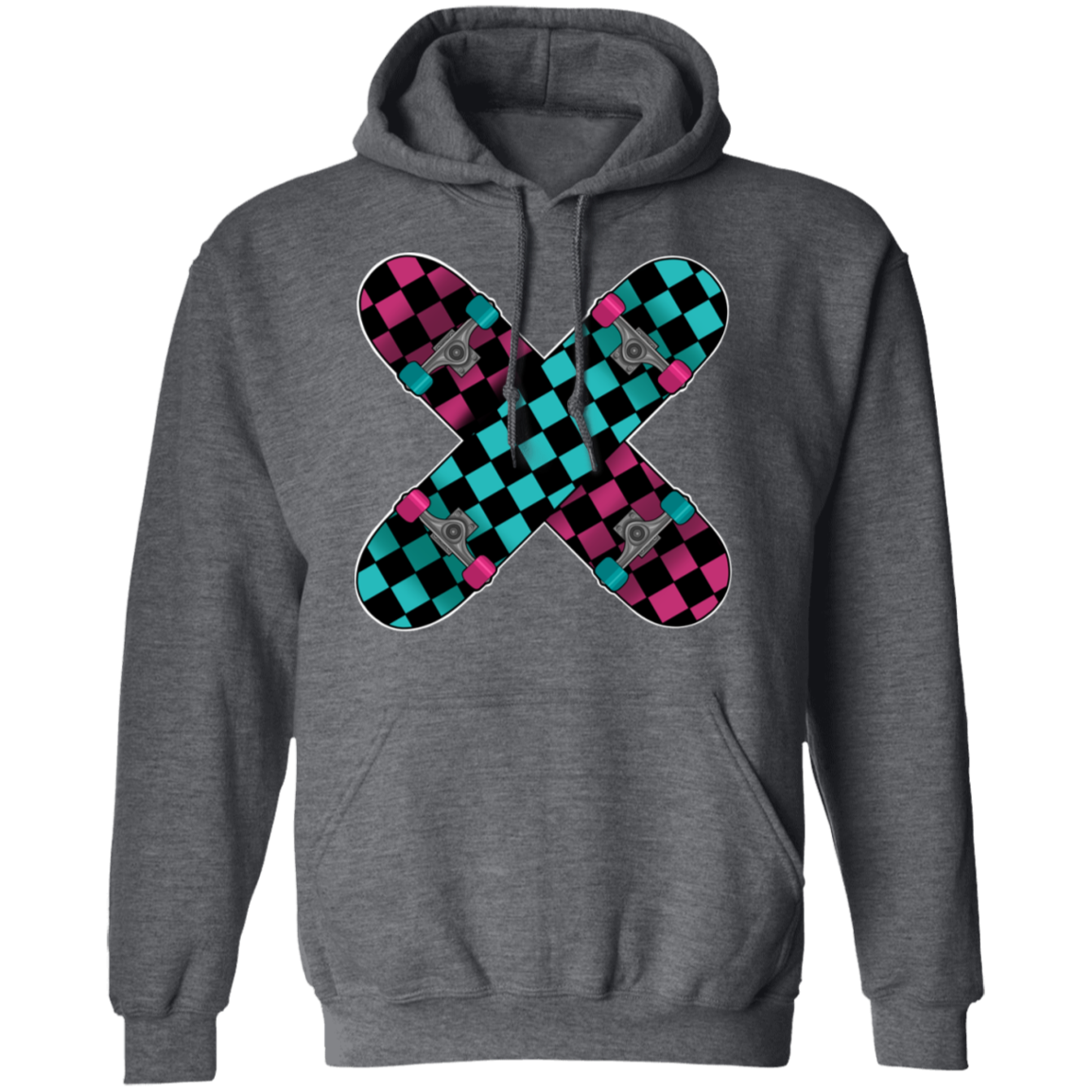 Retro 80's Checkered Skateboards Skateboarding Pullover Hoodie