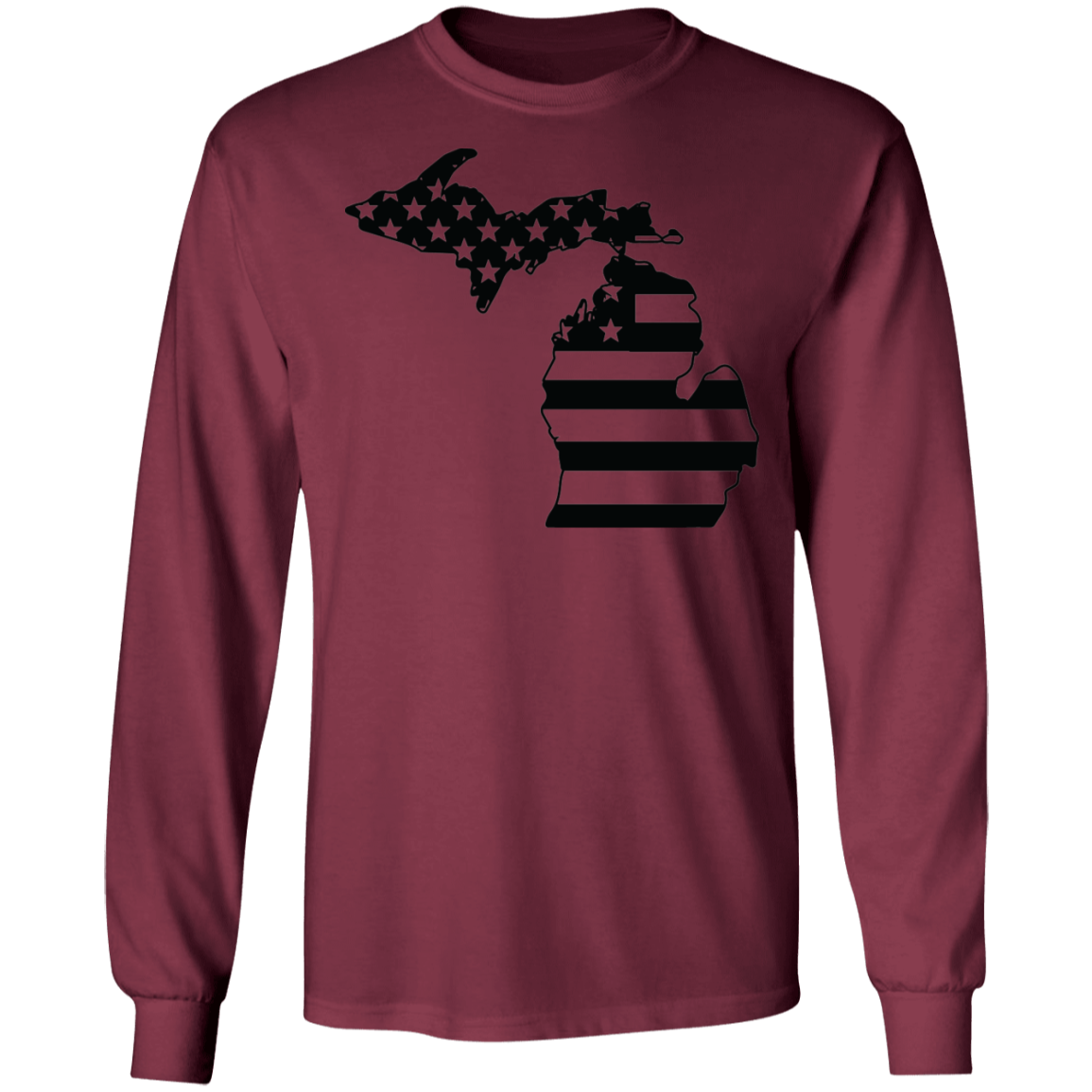 Michigan American Flag State Long Sleeve T-Shirt