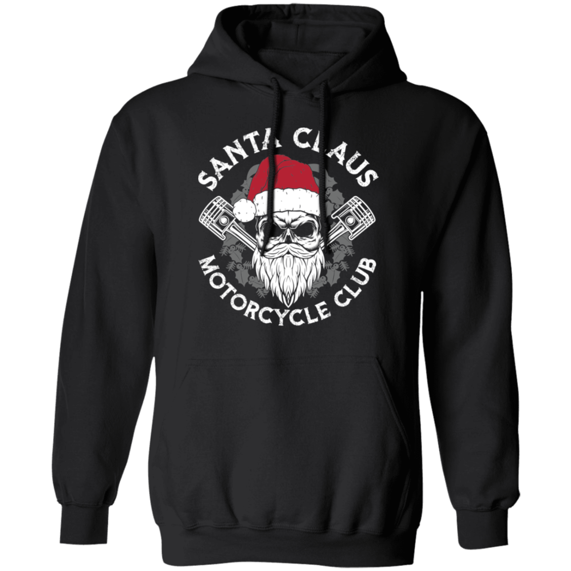 Santa Claus Motorcycle Club Piston Skull Motorcycle Pullover Hoodie