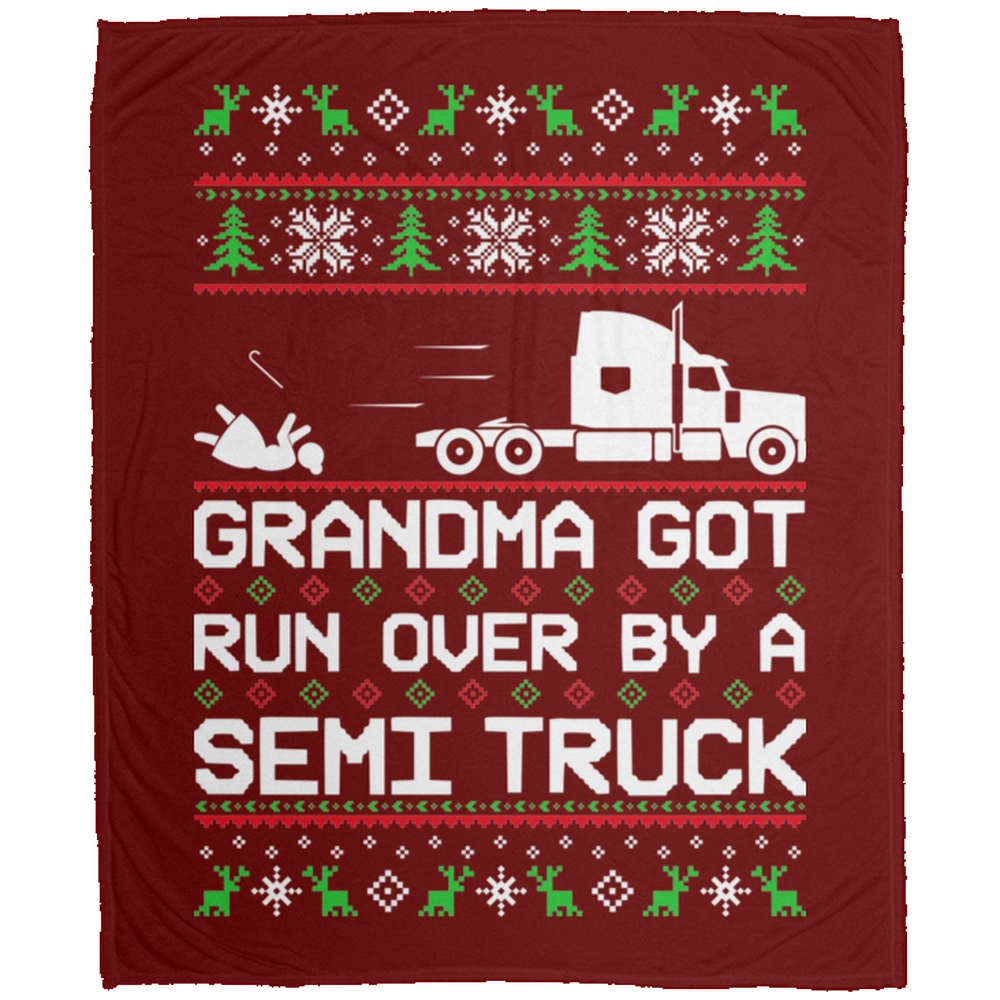Wheel Spin Addict Christmas Semi Truck Fleece Blanket - 50x60