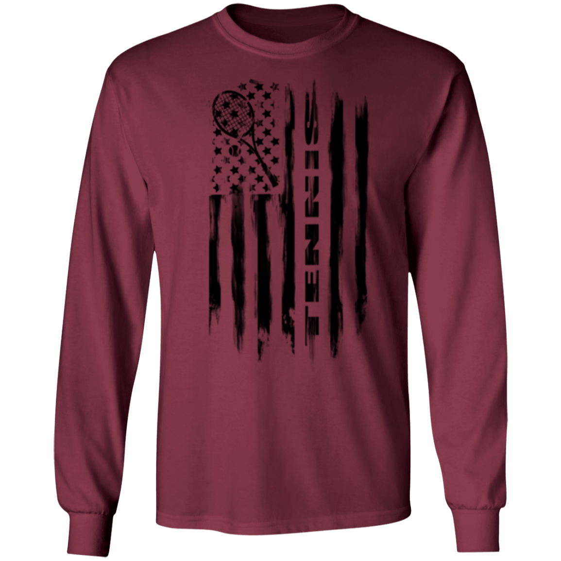Tennis American Flag Long Sleeve T-Shirt